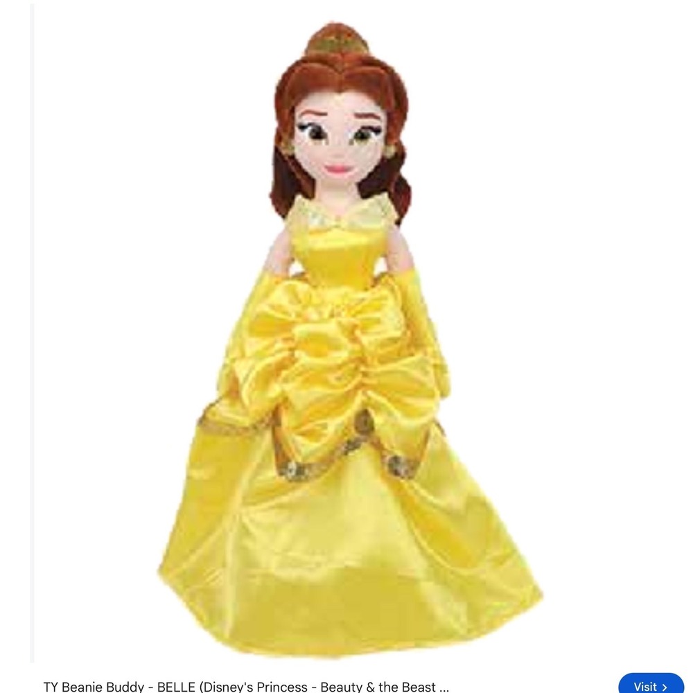 Ty Beanie Buddy Belle Disney Princess Beauty and the Beast Sparkle Plush Doll